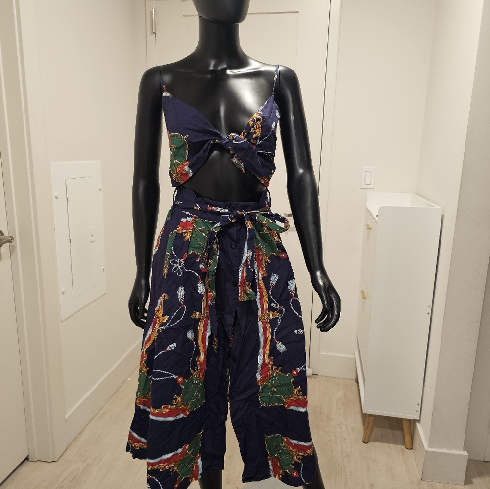 Zara Co-ord Summer Navy Blue Set with pockets